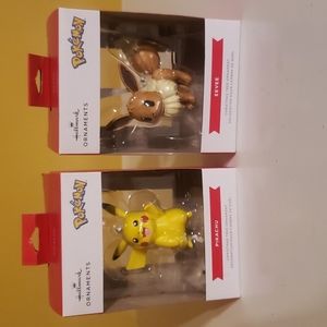 New Pokemon Pikachu And Eevee Hallmark Ornaments